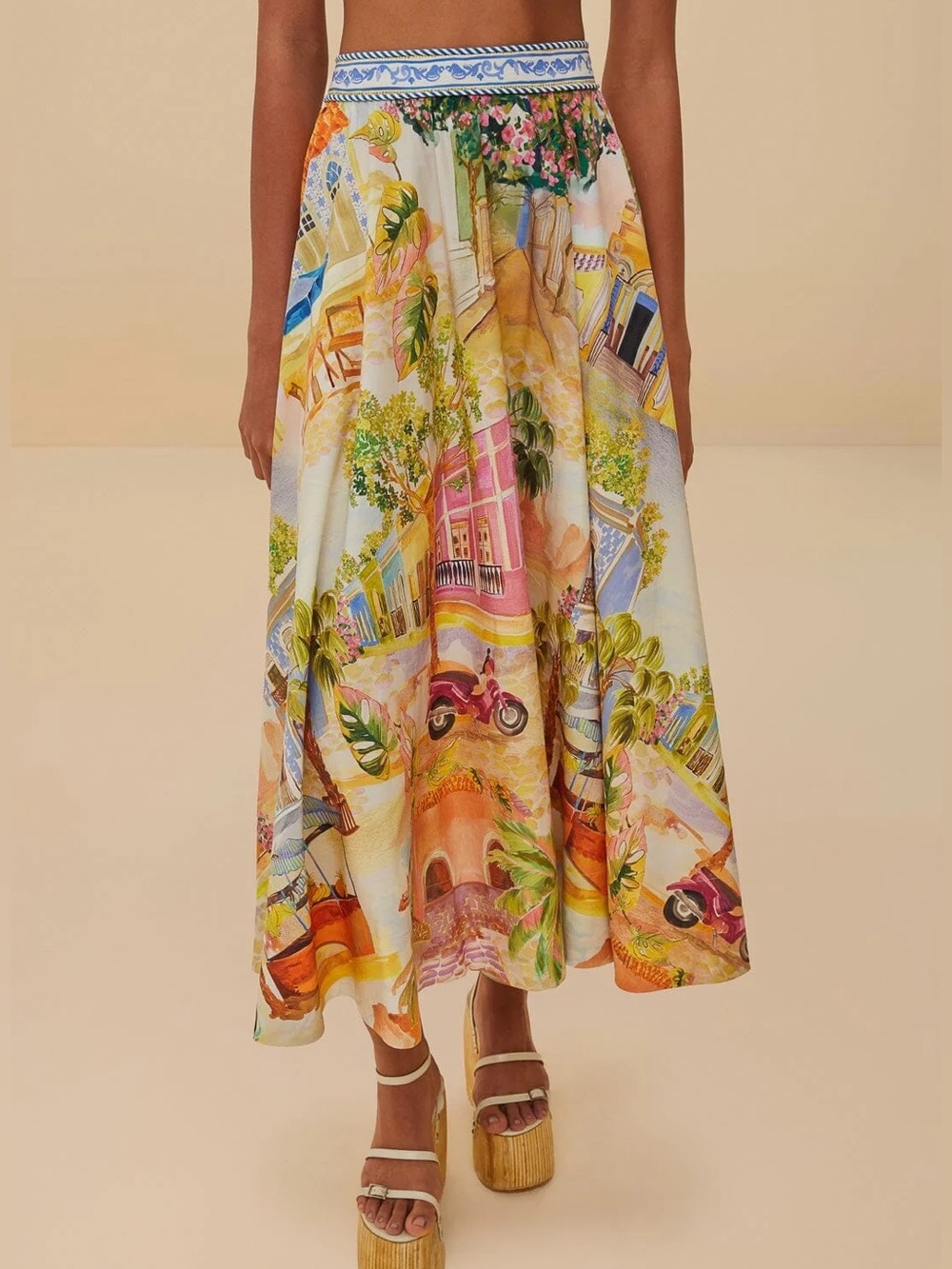 Farm Rio | NWT! Aracati Printed Poplin Midi Skirt